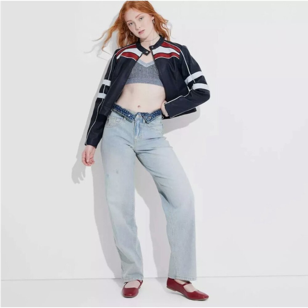 WILD FABLE JEANS 90'S RELAXED STRAIGHT DETACH WAIST LIGHT WASH MID RISE BLUE - Picture 5 of 13
